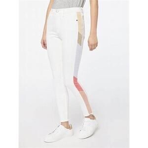 Frame Le High Skinny Colorblock Blanc Panel White High Rise Jeans Size 29